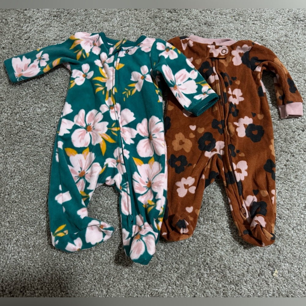 Floral Fleece Footie Sleeper/PJs